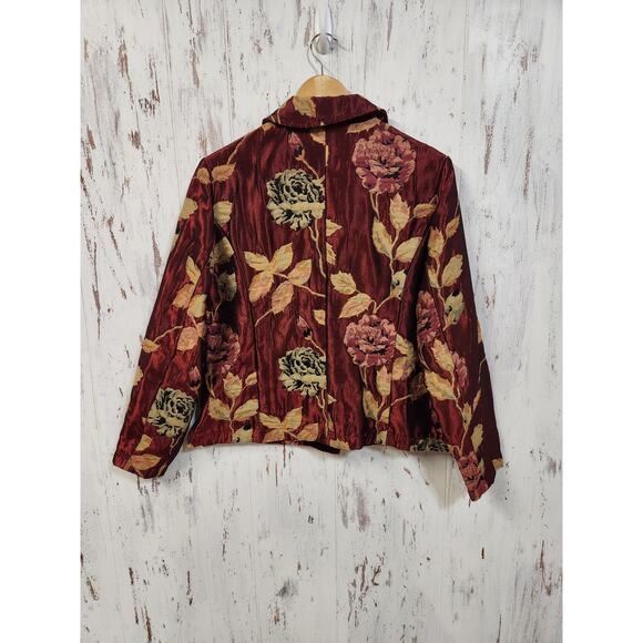 Vtg Coldwater Creek Floral Jacket Womens Small Brocade Tapestry Blazer Roses - Picture 3 of 16